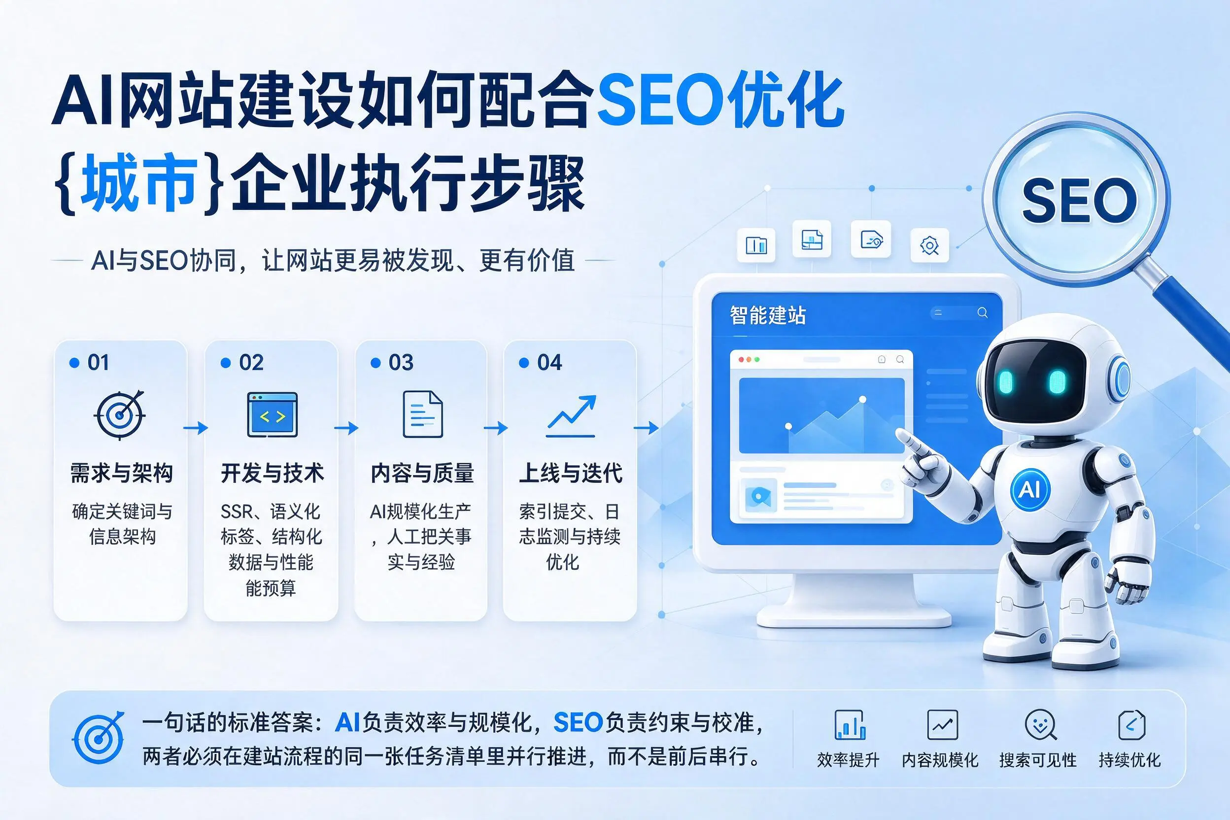AI网站建设如何配合SEO优化，石嘴山企业执行步骤