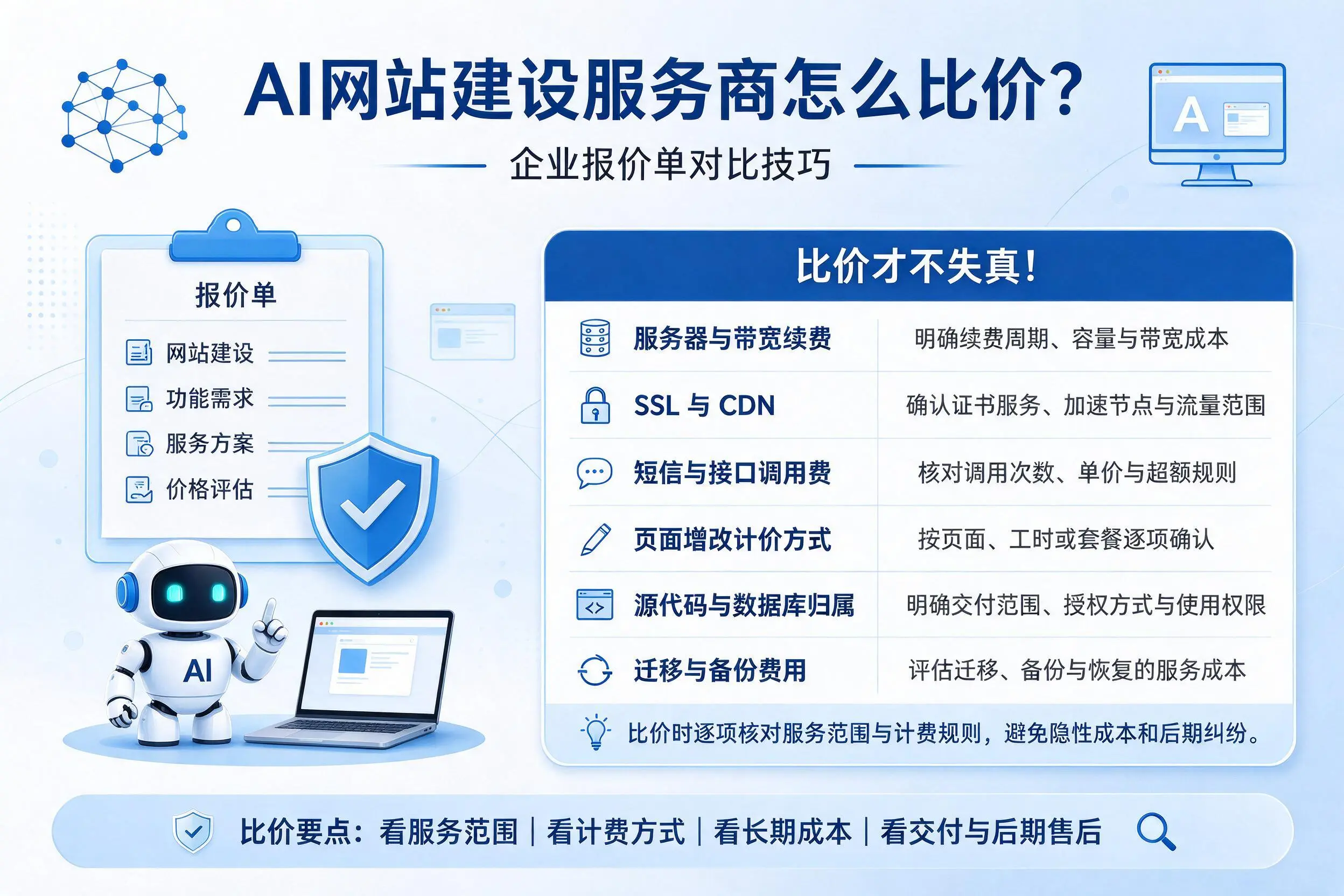 AI网站建设服务商怎么比价？石嘴山企业报价单对比技巧