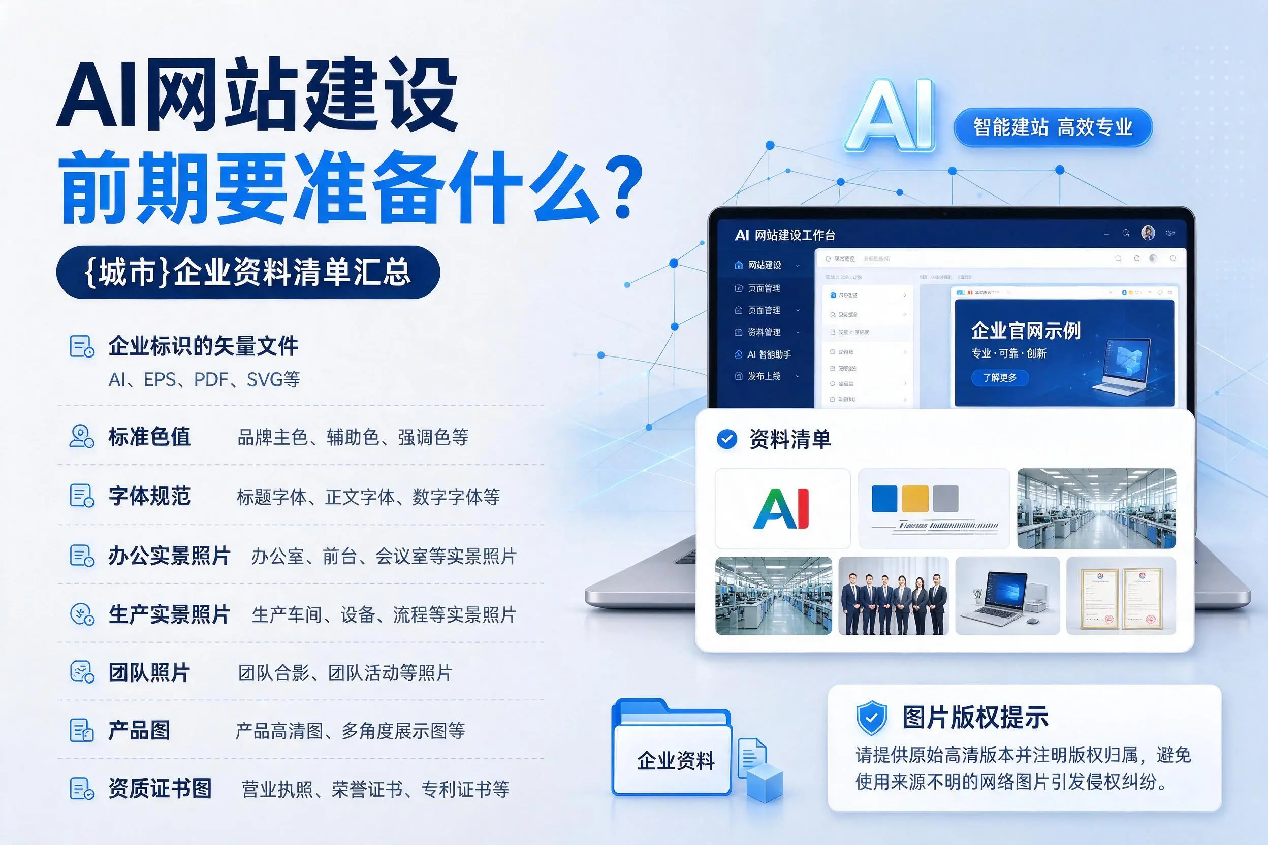 AI网站建设前期要准备什么?石嘴山企业资料清单汇总